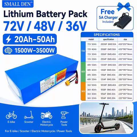 new 21700 Lithium Battery Pack 72V 48V 36V 20Ah-50Ah Rechargeable Battery for Scooter 1500W-3500W Po