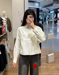 UniqloˉUmiqio/u Family 2025 Spring Oxford Striped Shirt Long Sleeve Shirt Thin Coat Female 477683/47