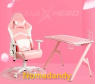 Pink Table and Chair Set Esports Style Pink Gaming Desk for Ladies and Girls Home Office Desk for Girl