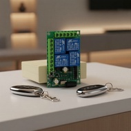 433MHz RF Remote Control for Garage Motor/Lights, 4-Channel DC12V, Instant/Toggle/Latching  Alat Kaw
