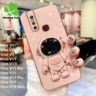 สำหรับ Vivo V5 / Vivo V5s / Vivo V7+ / Vivo V9 / Vivo V11 / Vivo V11i / Vivo V11 Pro / Vivo V15 / Vivo V15 Pro / Vivo V17 / Vivo V19 Neo/V29/V29E  นักบินอวกาศวงเล็บหรูหราชุบทองโทรศัพท์เคสคลุม