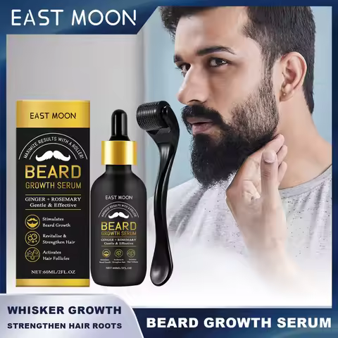 East Moon Beard Growth Serum Set Promotes Whisker Growth Strengthen Hair Roots Soften Skin Moisturiz