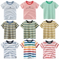 Boys T Shirt Kids Colorful Stripe Baby Tshirt Children Tops Boy Short Sleeve Kids Clothing Stitching