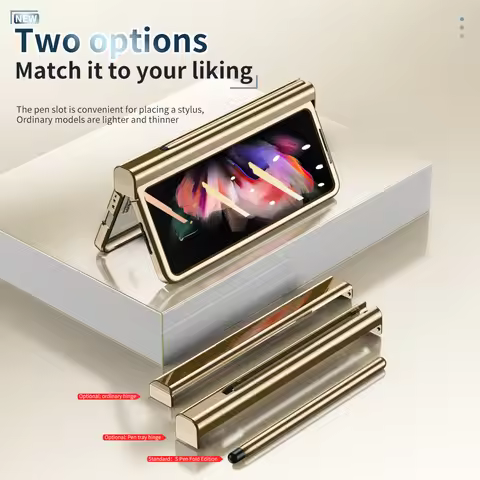 With S Pen Holder For Samsung Galaxy Z Fold 5 4 3 2 Case Hinge Clear Plating Shockproof Transparent 