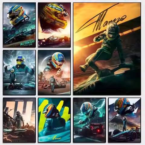 Classic Competitive Sports Players Fernando Alonso Anime Posters Sticky Whitepaper Sticker DIY Room 