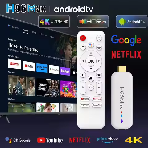 H96 Max S905L TV Stick Android14 Quad Core BT5.0 4K@60fps 2.4G&5G Wifi6 2GB 16GB Google Voice Assist