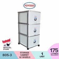 Toyogo 805-3 Plastic Storage Cabinet / Drawer With Wheels (3 Tier)