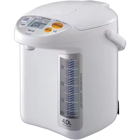Zojirushi CD-LFC40 Panorama Window Micom Water Boiler and Warmer, 135 oz/4.0 L, White,4.2 Quarts