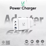 Adapter  UKIKI รุ่น KAC65-01 หัวชาร์จเร็ว PD65W พอร์ต USBx2 & Type-C อะแดปเตอร์ชาร์จเร็ว PPS Support