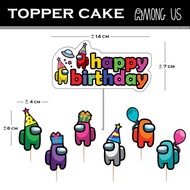 Topper Cake Birthday Among Us BTS BT21 Blackpink Baby Shark Frozen Hello Kitty Doraemon