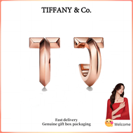 (New) Womens Fashion Earrings Rose Gold T Series Hoop Earrings Valentines Day holiday gifts