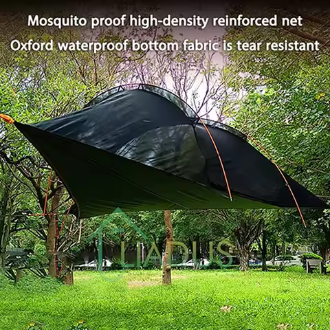 Outdoor Camping Triangular Suspended Hammock Tent 210T Polyester Waterproof And Mosquito-proof 4mX4m