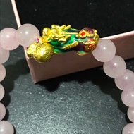 变色999足金貔貅+福袋+粉晶手串 999 Gold Colourful Pixiu+Fortune Bag+Rose Quartz