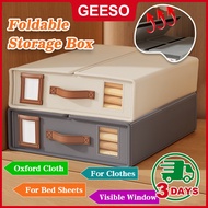 GEESO Bed Sheet Set Storage Box Organizer Fabric Visible Window Folding Blanket Organizer Box Wardro
