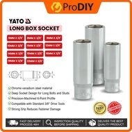 YATO Long Box Socket 3/8 Inch 1Pcs Kepala Box Socket Ratchet Wrench Tool Hexagonal Heavy Duty CrV Du