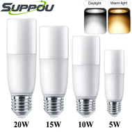 suppou LED Bulb E27 High Brightness Indoor LED Lamp 5W 10W 15W 20W Cylindrical Bulb 3000K Warm White/ 6500K White Light Bulb 90% Energy Efficient