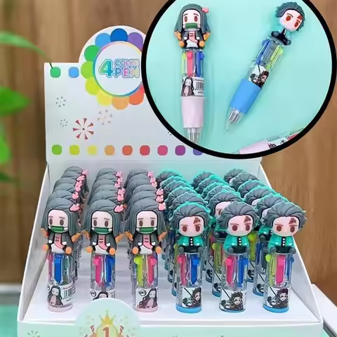 Pen Kimetsu No Yaiba Anime Cosplay 4 Color Gel Pen Kamado Tanjirou Nezuko Cartoons Fashion School St