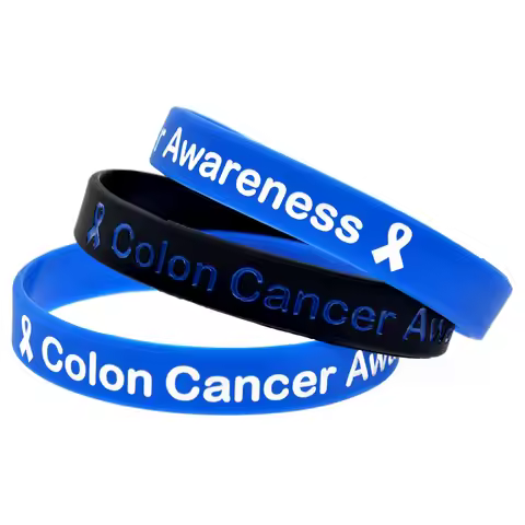 50 Pcs Silicone Rubber Wristbands Colon Cancer Awareness Medical Bangle for Raising Awareness