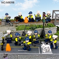 Compatible with Lego Military Motorcycle Police Traffic Police SWAT Minifigures Assembled Building B
