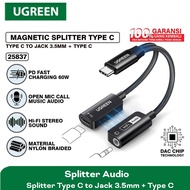Ugreen Splitter Audio Dongle Cable USB C to Jack 3.5mm Open Mic DAC Hi Res Magnetic Cable CM721