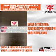 [M STICKERS] 1 KEPING MALAYSIA BENDERA CUSTOM NAMA CAR STICKER MYVI SAGA PROTON PERODUA ALZA AXIA