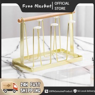 【SG Local delivery】Household cup rack water cup rack wooden handle drain cup rack desktop cup rack t