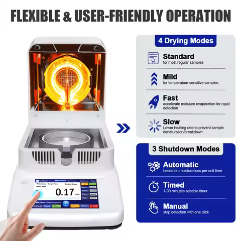 Professional Halogen Moisture Analyzer 0.001g High Precision 120g Capacity with Rapid Heating & Dryi