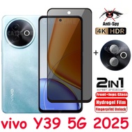 For Vivo Y39 5G 2025 Private Tempered Glass Anti-Spy Full Cover Screen Protector Anti Peek Privacy F