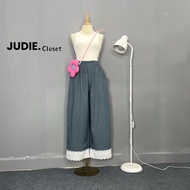 Quần Suông Nữ Ống Rộng Chất Bò Giấy Gấu Ren Cách ĐiệuQuần Jean Giả Bò Nữ Cạp Chun JUDIE.Closet