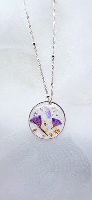 紫願星語 花 金箔 夢幻 氣泡 日本滴膠  純銀項鍊 禮物 提袋