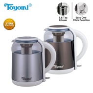 Toyomi 1.8L Electric Glass Kettle with SS Tea Infuser WK 3362