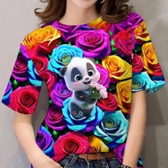 เสื้อลายดอกสงกรานต์2568 เสื้อลายดอกไม้ เสื้อยืดวันสงกรานต์ เสื้อยืดผู้หญิง เสื้อทีมลายหมีแพนด้าที่สว