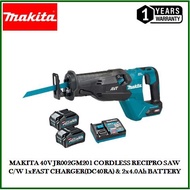 MAKITA 40V JR002GM201 CORDLESS RECIPRO SAW C/W 1xFAST CHARGER(DC40RA) & 2x4.0Ah BATTERY