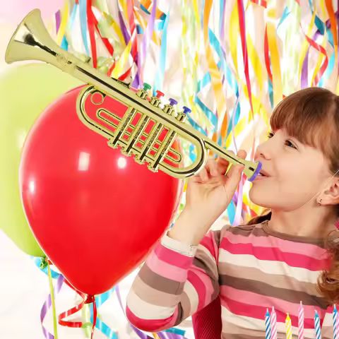 Gift Kid Trumpet Golden Coated Plastic Children Preschool Music Gift Wind Instrument Kid Trumpet Win