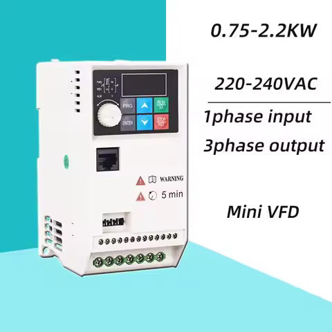Pump VFD 1 Phase 220V 0.75/1.5/2.2KW 1/2/3/5/7HP VFD Variable Frequency Drive Converter Motor Speed 