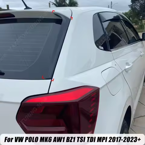 Gloss Black Car Rear Window Spoiler Side Wing Cover Trims For VW POLO MK6 AW1 BZ1 TSI TDI MPI 2017-2
