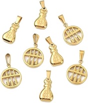8 pcs 2 Styles Stainless Steel Mini Abacus Charms Golden US Dollar Sign Money Bag Charms for Bracele