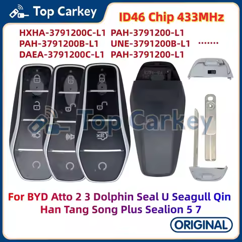 TopCarkey Original Smart Key ID46 433MHz for BYD Atto 2 3 Dolphin Seal U Seagull Qin Han Tang Song P