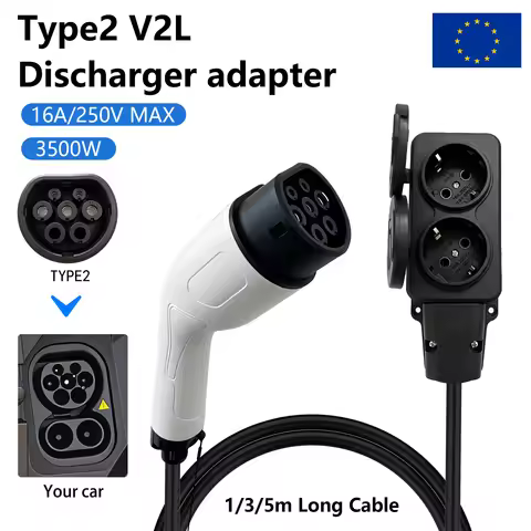 EV Type2 V2L Discharge Adapter Vehicle to Load Cable EU Socket EV Car V2L Power Discharge Charging C