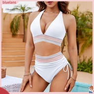 <BL>  Women Swim Set Two-piece Swimsuit 2pcs Women Bikini Set Sexy Deep V-neck Swimwear High Waist P