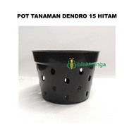 pot anggrek banyak lubang samping dendrobium 15cm tanaman bunga hias - hitam