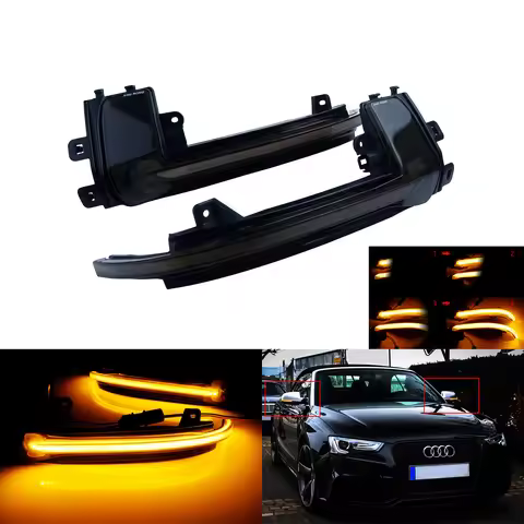 ANGRONG Dynamic LED Wing Mirror Indicator Turn Signal Light Amber For Audi A3 8P A4 B8 A5 Facelift