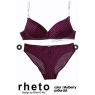 Bra set with panty Rheto color Mulberry polka dot available size 34B 34C 36A 36B 36C 38B 38C.p