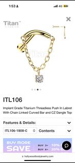 Hollywood body jewelry hbj 鈦合金插針式耳環 hidden helix