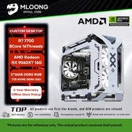 MLOONG Custom Gaming/Live Streaming/Design/Office Desktop PC | R7 7700 ASUS 9060XT 16G 2x16GB DDR5