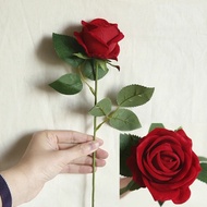 BJ 1 Buah Mawar Merah Flanel Bunga Buatan Mode Dekorasi Rumah untuk