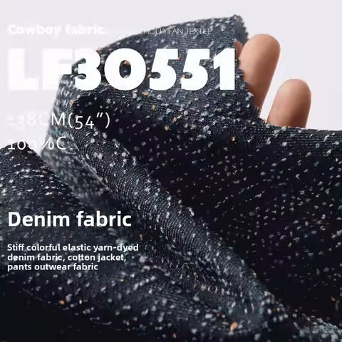 Stiff Confetti Yarn Dyed Denim Fabric for Pure Cotton Jacket Pants Coat Design Diy Cloth By The Yard