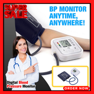Accurate &amp; Reliable Easy-to-Operate High-Quality Original Portable Electronic Digital Automatic Arm-Type Blood Pressure BP Monitor Device USB Cable Battery w/ Heart Rate and Pulse Rate Meter for Systolic and Diastolic Accurate Reading with Memory