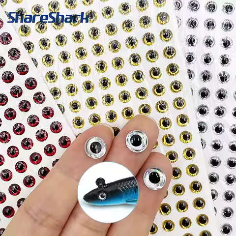 ShareShark 500pcs 3D Simulated Holographic Fake Fish Eyes 3/4/5mm Realistic 3D Eyes for DIY Fishing 