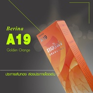 ครีมย้อมผม เบอริน่า A19 สีส้มทอง หากเป็นพื้นผมดำธรรมชาติ แล้วลงสีเบอร์ A19 สีที่ออกมาจะเป็นสีน้ำตาลป